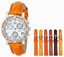 Invicta Wildflower Quartz Chronograph Date Crystal Bezel Orange Leather Band Watch # 10313 (Women Watch)