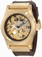 Invicta Mechanical Hand Wind Skeleton Dial Brown Polyurethane Watch # 1085 (Men Watch)