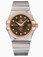 Omega 35mm Automatic Chronometer Brown Dial Rose Gold Case, Diamonds With Rose Gold And Stainless Steel Bracelet Watch #123.25.35.20.63.001 (Men Watch)