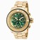 Invicta Green Dial Uni-directional Rotating Gold Ion-plated Band Watch #19604 (Men Watch)