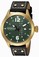Invicta GI Force Quartz Green Dial Day Date Black Leather Watch # 22185 (Men Watch)