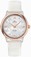 Omega De Ville Prestige Quartz Diamond Dial 18k Rose Gold Bezel White Leather Watch# 424.22.33.60.52.001 (Women Watch)