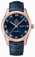 Omega De Ville Hour Vision Annual Calendar Co-Axial Master Chronometer Blue Leather Watch# 433.53.41.22.03.001 (Men Watch)
