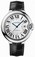 Cartier Automatic Caliber 049 18k Polished White Gold Silver Opaline Dial With Sword Shaped Blue Hands And Date At 3 Dial Black Crocodile Leather Band Watch #W6901351 (Men Watch)