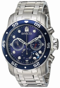 Invicta Blue Dial Luminescent Hands Stopwatch Watch #0070 (Men Watch)