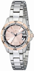 Invicta Pink Dial Stainless Steel Band Watch #0092 (Women Watch)