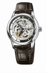 Oris Artelier Translucent Skeleton Automatic 38 hrs Power Reserve Dark Brown Leather Watch #0173476844051-0752170FC (Men Watch)