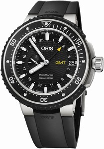 Oris Automatic ProDiver GMT Date Black Rubber Watch# 0174877487154-0742674TEB (Men Watch)