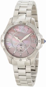 Invicta Pink Dial Stainless Steel Band Watch #10219 (Women Watch)