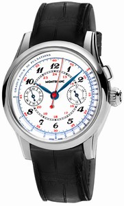 MontBlanc Villeret 1858 Manual Wind 18k White Gold Case Black Leather Watch# 106496 (Men Watch)