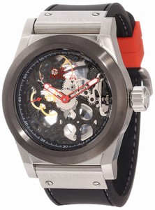 Invicta Corduba Mechanical Hand Wind Skeleton Dial Black Polyurethane Watch # 10659 (Men Watch)