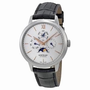 MontBlanc Heritage Spirit Automatic Perpetual Calendar Black Leather Watch# 110715 (Men Watch)