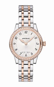 MontBlanc Boheme Quartz Silver Dial Date Diamond Bezel 18k Rose Gold and Stainless Steel Watch# 111211 (Men Watch)