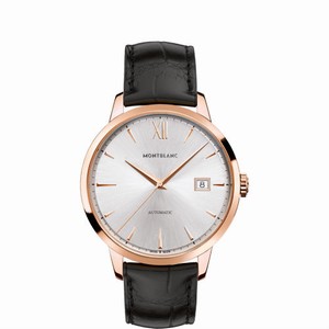 MontBlanc Heritage Spirit Automatic Date 18k Rose Gold Case Black Leather Watch# 111874 (Men Watch)