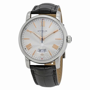 MontBlanc Silvery- White GuillochÃ© Automatic Watch #114841 (Men Watch)