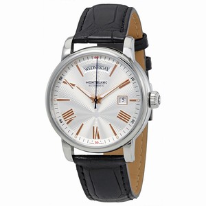 MontBlanc Silvery- White GuillochÃ© Automatic Watch #114853 (Men Watch)