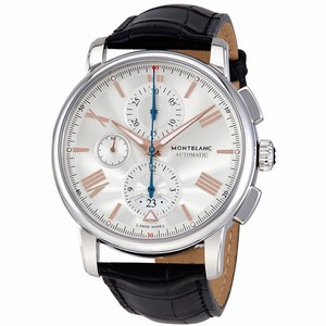 MontBlanc Silvery- White GuillochÃ© Automatic Watch #114855 (Men Watch)