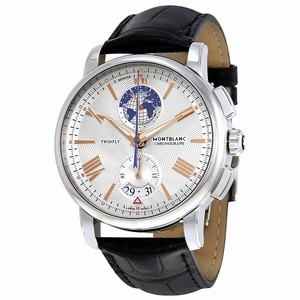 MontBlanc Silvery- White GuillochÃ© Automatic Watch #114859 (Men Watch)