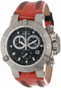 Invicta Subaqua Black Dial Chronograph Day Date Leather Watch # 11629 (Women Watch)