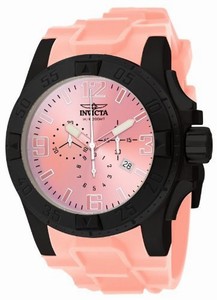 Invicta Quartz Chronograph Date Pink Silicone Watch # 11917 (Men Watch)