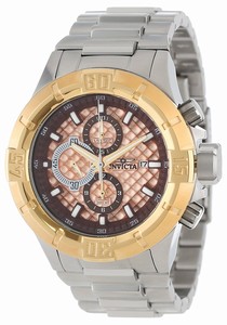 Invicta Rose Gold Tone Textured And Brown Border Dial Stainless Steel Watch #12372 (Men Watch)