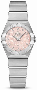 Omega Constellation Quartz Pink Mother of Pearl Diamond Dial Stainless Steel (24mm) Watch# 123.10.24.60.57.002 (Women Watch)