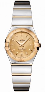 Omega 24mm Constellation Polished Quartz Yellow Gold Case With Yellow Gold And Stainless Steel Bracelet Watch #123.20.24.60.08.002 (Women Watch)