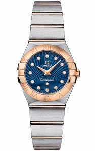 Omega Constellation Quartz Diamond Hour Indexes Dial 18k Rose Gold Bezel Stainless Steel and 18k Rose Gold Bracelet Watch# 123.20.24.60.53.001 (Women Watch)