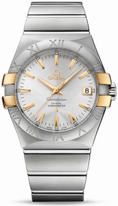 Omega Constellation Co-Axial Automatic Chronometer Date 18k Yellow Gold Case and Stainless Steel Case Stainless Steel Bracelet Watch# 123.20.35.20.02.004 (Men Watch)