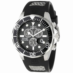 Invicta Carbon-fiber Dial Stainless Steel Band Watch #12571 (Men Watch)