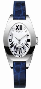 Chopard Quartz 18kt White Gold White Dial Crocodile Blue Leather Band Watch #127228-1001 (Women Watch)