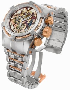 Invicta Swiss Made Dubois Depraz DD293 Automatic Chronograph w/ 46 Jewels Rosetone and Brown Skeleton Watch #13662 (Men Watch)