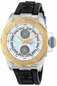 Invicta Pro Diver Quartz Mother of Pearl Chronograph Black Polyurethane Watch # 13799 (Men Watch)