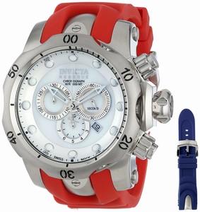 Invicta Venom Quartz Chronograph Date Red Polyurethane Watch # 13912 (Men Watch)