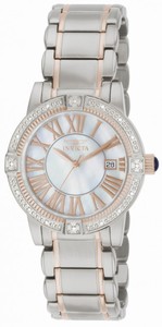 Invicta Angel Quartz Analog Date Mother of Pearl Dial Stainless Steel Watch # 13958 (Women Watch)