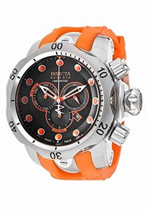Invicta Quartz Black with orange hands, indexes and applied subdial rings Watch #14003 (Men Watch)