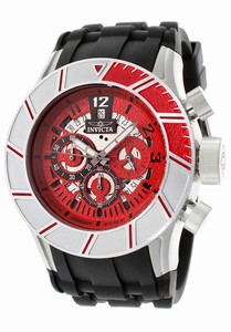 Invicta Pro Diver Quartz Chronograph Date Red Dial Black Polyurethane Watch # 14028 (Men Watch)