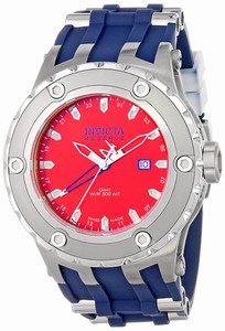 Invicta Reserve Quartz Red Dial GMT Date Blue Polyurethane Watch # 14175 (Men Watch)