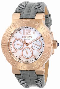 Invicta Angel Quartz Chronograph Day Date Grey Leather Watch # 14748 (Women Watch)