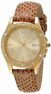 Invicta Angel Quartz Analog Crytal Bezel Brown Leather Watch # 14842 (Women Watch)