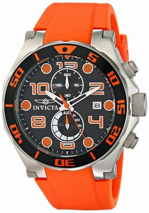 Invicta Pro Diver Quartz Chronograph Date Orange Polyurethane Watch # 15395 (Men Watch)