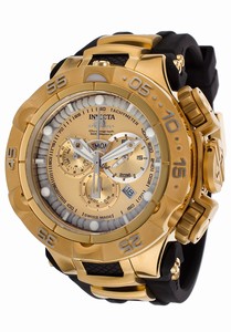 Invicta Subaqua Quartz Chronograph Day Date Gold Dial Polyurethane Watch # 15926 (Men Watch)