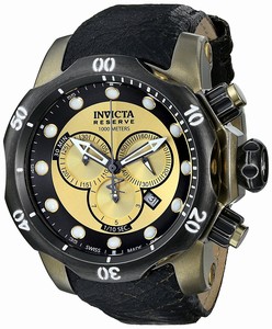Invicta Venom Quartz Chronograph Date Black Leather Watch #15986 (Men Watch)