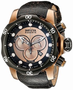 Invicta Venom Quartz Chronograph Date Black Leather Watch #15987 (Men Watch)