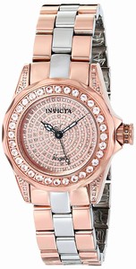 Invicta Rose Gold Dial Stainless Steel Band Watch #16008 (Women Watch)