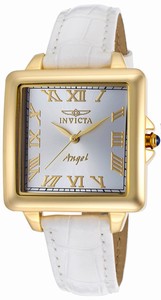 Invicta Angel Quartz Analog Silver Dial White Leather Watch # 16051 (Women Watch)