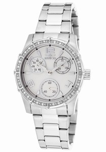 Invicta Angel Quartz Analog Day Date Crystal Bezel Stainless Steel Watch # 16118 (Women Watch)