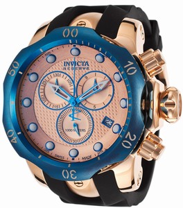 Invicta Venom Quartz Chronograph Date Rose Gold Dial Polyurethane Watch # 16153 (Men Watch)