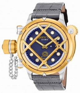 Invicta Russian Diver Mechanical Cage Blue Dial Leather Watch # 16204 (Men Watch)