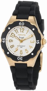 Invicta White Dial Black Rubber Watch #1629 (Women Watch)